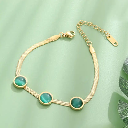 TrendyFrik™ Oval Green Crystal Pendant Necklace Set With Bracelet