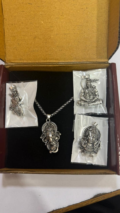 TrendyFrik™  Divine Silver-Plated Spiritual Pendant Set of 4