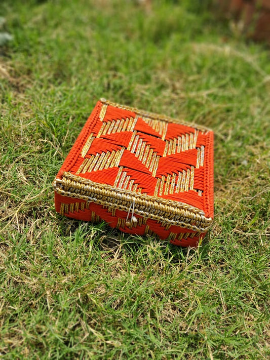 Handcrafted Macrame Storage Box – 10x10x3 inch